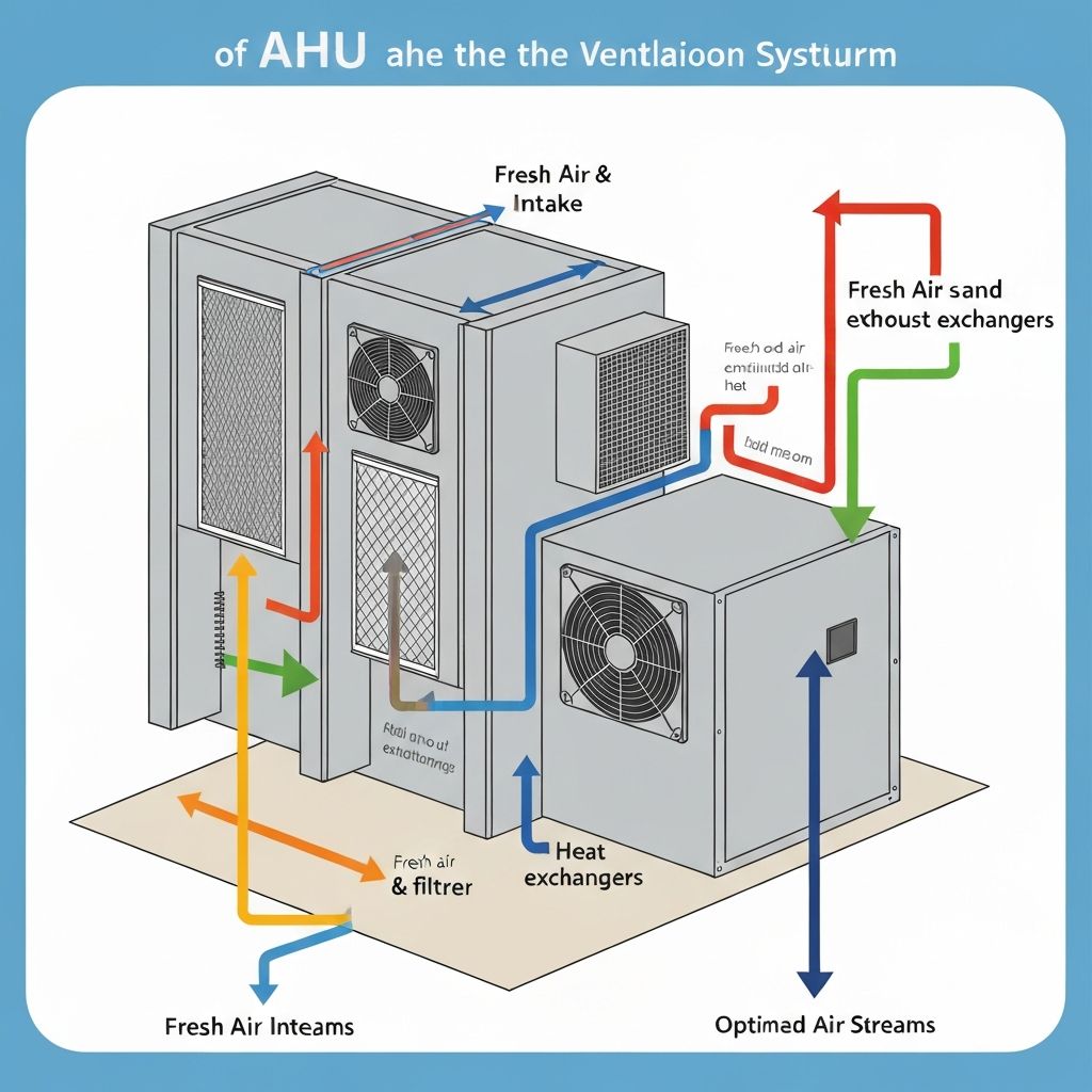 Diagram showing AHU as the lungs of a sealed building